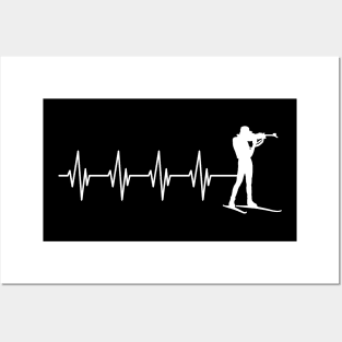 Cross country skiing heartbeat w Posters and Art